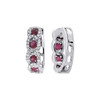Diamond Red Ruby Earrings Ladies 14K White Gold Round Fashion Hoops 1.63 Tcw.