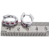 Diamond Red Ruby Earrings Ladies 14K White Gold Round Fashion Hoops 1.63 Tcw.