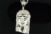 Sterling Silver Diamond Jesus Face Head Pendant Charm