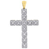 10K Yellow Gold Genuine Diamond Cross Pendant 2.1" Double Row Halo Charm 0.93 Ct