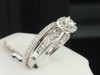 Round Solitaire Diamond Bridal Set White Gold Halo Engagement Ring Wedding Band