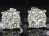 Diamond Circle Design Earrings Ladies 18K White Gold Round Studs 1.34 Tcw.