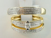 Marquise Diamond Trio Set 14K Yellow Gold His & Her Matching Wedding Ring .52 Ct