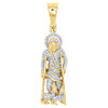 10K Yellow Gold Genuine Diamond Saint Lazaro Pendant Mens Pave Charm 0.27 Ct.