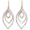 10K Rose Gold Petal Shape Diamond Dangle Drop Ladies Fashion Earrings 0.45 Ct.