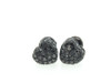 Black Diamond Heart Earrings 10K Gold Round Pave Love Studs 0.70 Tcw.