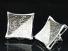 Black Diamond Earrings 10K White Gold Round Pave Square Design Studs 1 Tcw.