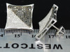 Black Diamond Earrings 10K White Gold Round Pave Square Design Studs 1 Tcw.