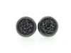 Black Diamond Flower Earrings .925 Sterling Silver Round Pave Studs 0.38 Ct.