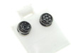 Black Diamond Flower Earrings .925 Sterling Silver Round Pave Studs 0.38 Ct.