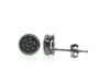 Black Diamond Flower Earrings .925 Sterling Silver Round Pave Studs 0.38 Ct.