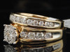 Diamond Bridal Set 14K Yellow Gold Princess & Round Cut Engagement Ring 1.75 CT