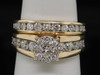 Diamond Bridal Set 14K Yellow Gold Princess & Round Cut Engagement Ring 1.75 CT