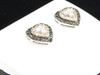 Brown & Black Diamond Heart Earrings Ladies 14K White Gold Round Studs 1/2 Tcw.