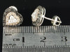 Brown & Black Diamond Heart Earrings Ladies 14K White Gold Round Studs 1/2 Tcw.