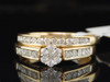 Diamond Flower Bridal Set 14K Yellow Gold Round Engagement Wedding Ring 0.51 Tcw