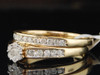 Diamond Flower Bridal Set 14K Yellow Gold Round Engagement Wedding Ring 0.51 Tcw