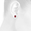 10K Yellow Gold Genuine Round Diamond & Ruby Gemstone Earrings Halo Stud 0.20 Ct