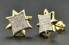 Diamond Studs 8 Point Star Mens Ladies 10K Yellow Gold Pave Earrings 1/3 Ct.