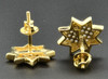 Diamond Studs 8 Point Star Mens Ladies 10K Yellow Gold Pave Earrings 1/3 Ct.