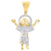 Diamond Baby Jesus Christ Pendant 10K Yellow Gold Round Cut Pave Charm 0.63 Ct.