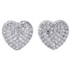 10K Yellow Gold Real Diamond Heart Shape Studs Puffed 3D Pave Earrings 0.54 CT.