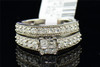 Diamond Wedding Ring Set 14K White Gold Princess Cut Antique Design Ring 1 Tcw.