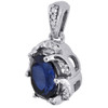 Diamond Pendant 10K White Gold Charm Created Blue Sapphire 1.75 tcw.