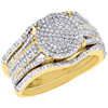 Diamond Wedding Bridal Set 10K Yellow Gold Cluster Engagement Ring 0.40 Ct