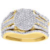 Diamond Wedding Bridal Set 10K Yellow Gold Cluster Engagement Ring 0.40 Ct