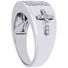 Diamond Cross Pinky Ring Mens 14K White Gold Engagement Wedding Band 0.94 Ct.