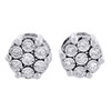 Diamond Flower Earrings 10K White Gold Round Cut Fanook Design Studs 0.60 Tcw.