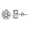 Diamond Flower Earrings 10K White Gold Round Cut Fanook Design Studs 0.60 Tcw.