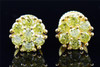 Mens & Ladies .925 Sterling Silver Round Yellow Diamond Earrings Studs 1 Ct.
