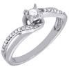 Diamond Promise Engagement Fashion Ring Round Solitaire 10K White Gold 0.12 Ct.