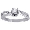 Diamond Promise Engagement Fashion Ring Round Solitaire 10K White Gold 0.12 Ct.