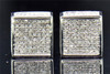 Men's Ladies 10K White Gold Round Cut Diamond 3D Square Studs Earrings 0.35 Ct.