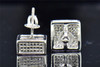 Men's Ladies 10K White Gold Round Cut Diamond 3D Square Studs Earrings 0.35 Ct.