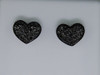 Black Diamond Heart Shape Studs Ladies 10K White Gold Love Earrings 0.41 Tcw.