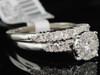Diamond Bridal Set Ladies 14K White Gold Princess Engagement Wedding Ring 1 Tcw.
