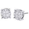 10K White Gold Round Diamond Solitaire Look Flower Cluster Stud Earring 1.25 Ct.
