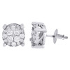 10K White Gold Round Diamond Solitaire Look Flower Cluster Stud Earring 1.25 Ct.