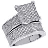 Diamond Bridal Set .925 Sterling Silver White Finish Pave Engagement Ring 1 CT.