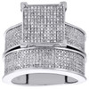 Diamond Bridal Set .925 Sterling Silver White Finish Pave Engagement Ring 1 CT.