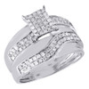 Diamond Trio Set 10K White Gold Ladies Engagement Ring Mens Wedding Band .75 Ct.