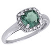 Diamond Square Halo .925 Sterling Silver Created Emerald Cocktail Ring 1.76 Ct.