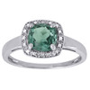 Diamond Square Halo .925 Sterling Silver Created Emerald Cocktail Ring 1.76 Ct.