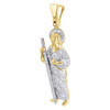 Diamond Jesus Pendant Mens 14K Yellow Gold Round Pave Staff Charm 0.47 Tcw.