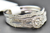 Solitaire Diamond Bridal Set Round Pave Engagement Ring 10K White Gold 0.40 Ct