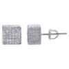 Diamond Studs 3D Cube Square .925 Sterling Silver Earrings 0.40 Ct